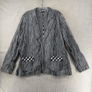 Foxcroft NYC Gingham Blazer Jacket‎ Women's Size 18 Black White Career Casual